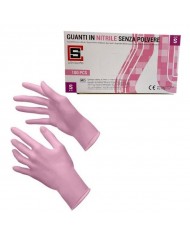 GUANTI CLINISAFE NITRILE ROSA 100PZ TG.S