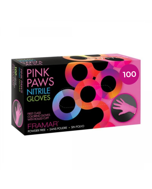 FRAMAR PINK PAWS GLOVES NITRILE TG.S 100 PEZZI