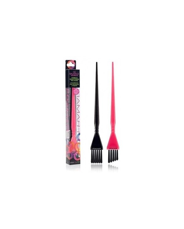 FRAMAR DETAIL BRUSH SET NERO E ROSA 2 PEZZI 1 PIATTO + 1 ANGOLATO